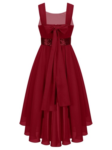 Big Kid Girls Party Dress Sleeveless Chiffon Birthday Wedding Bridesmaid Gown - Picture 12 of 29