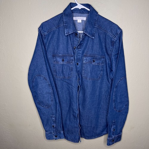 Outerknown Denim blau langärmeliges geknöpftes Shirt Herren Größe Medium Bio Baumwolle