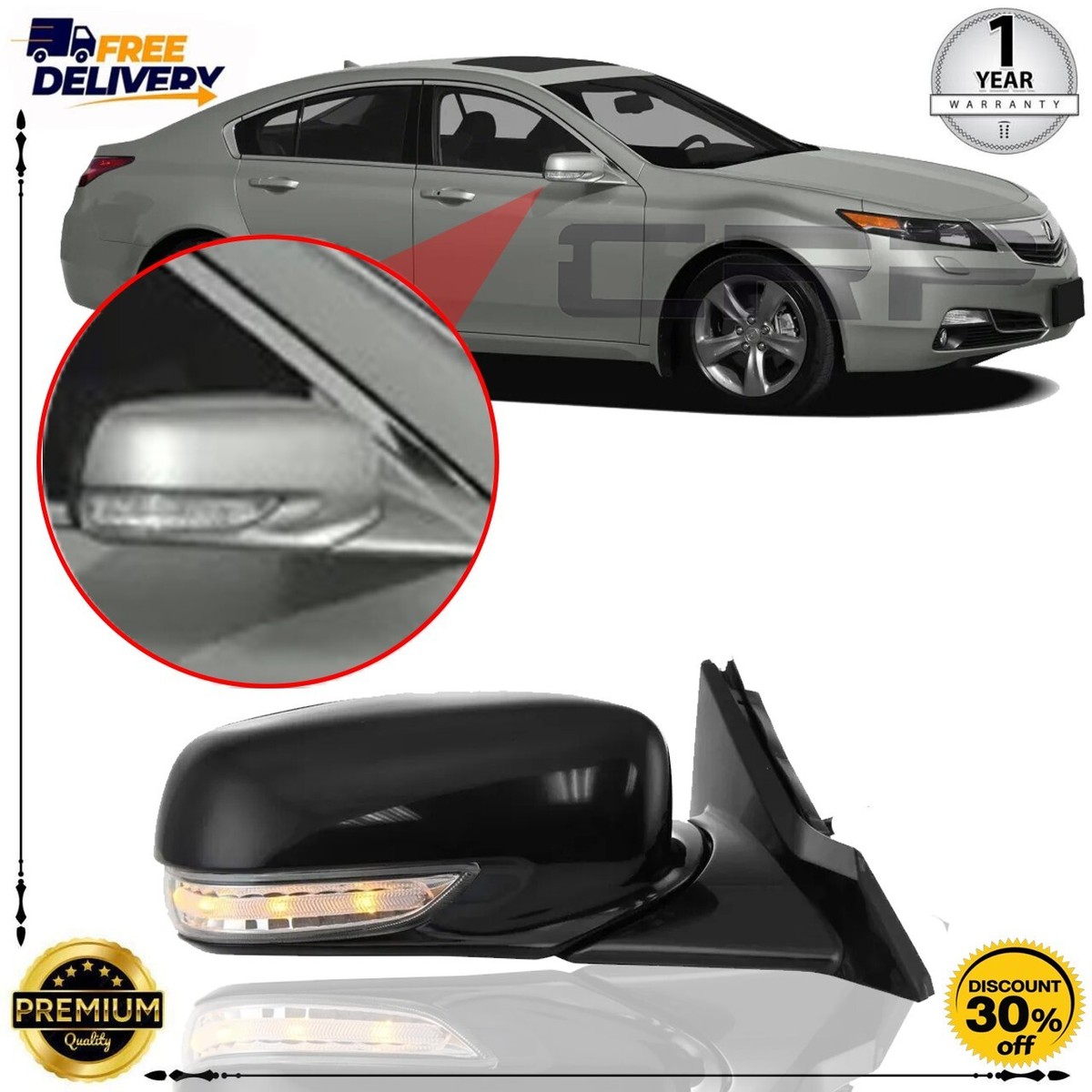 Right Side Power Mirror Heated For 2009-2014 Acura TL AC1321113