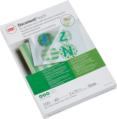 GBC 100x Laminierfolien A5 75 mic, Robuste Laminiertaschen Glänzend 3740451