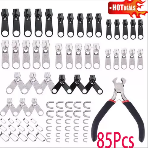 85x Fix Zipper Replacement Metal Quickly Instant Repair Kit Zip Slider Tools - Picture 1 of 13