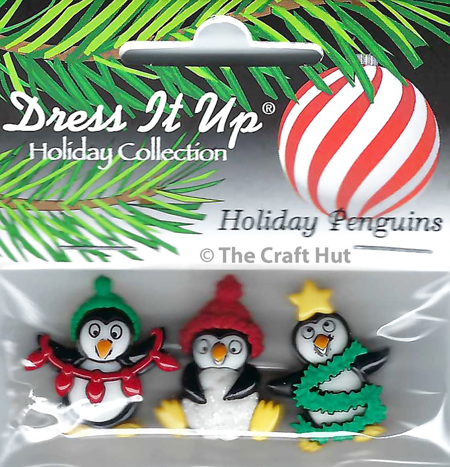 Dress It Up Novelty Fun Shank Buttons Cute Christmas Holiday Penguins New
