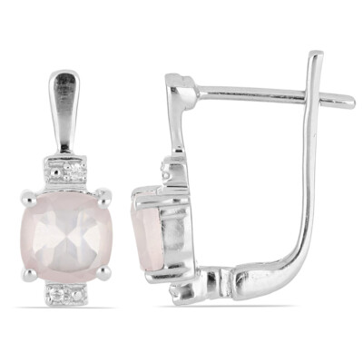2,94 Carat Rosenquarz Ohrstecker 925 Sterling Silber mit Cubic Zirkon Top