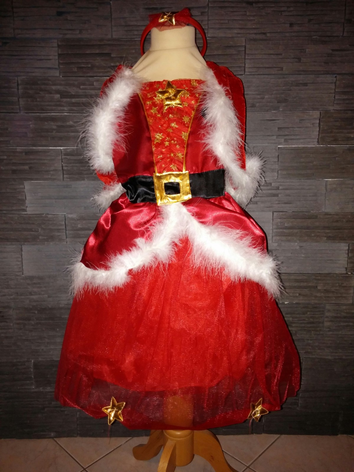 Robe de Noël de luxe fille 5 ans costume de fête neuf avec serre-tête