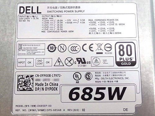 Netzteil DELL F685EF-00 / D685EF-00 685W (0WPVG2 / 0YP00X) Precision T3610 T5610 - Afbeelding 4 van 4