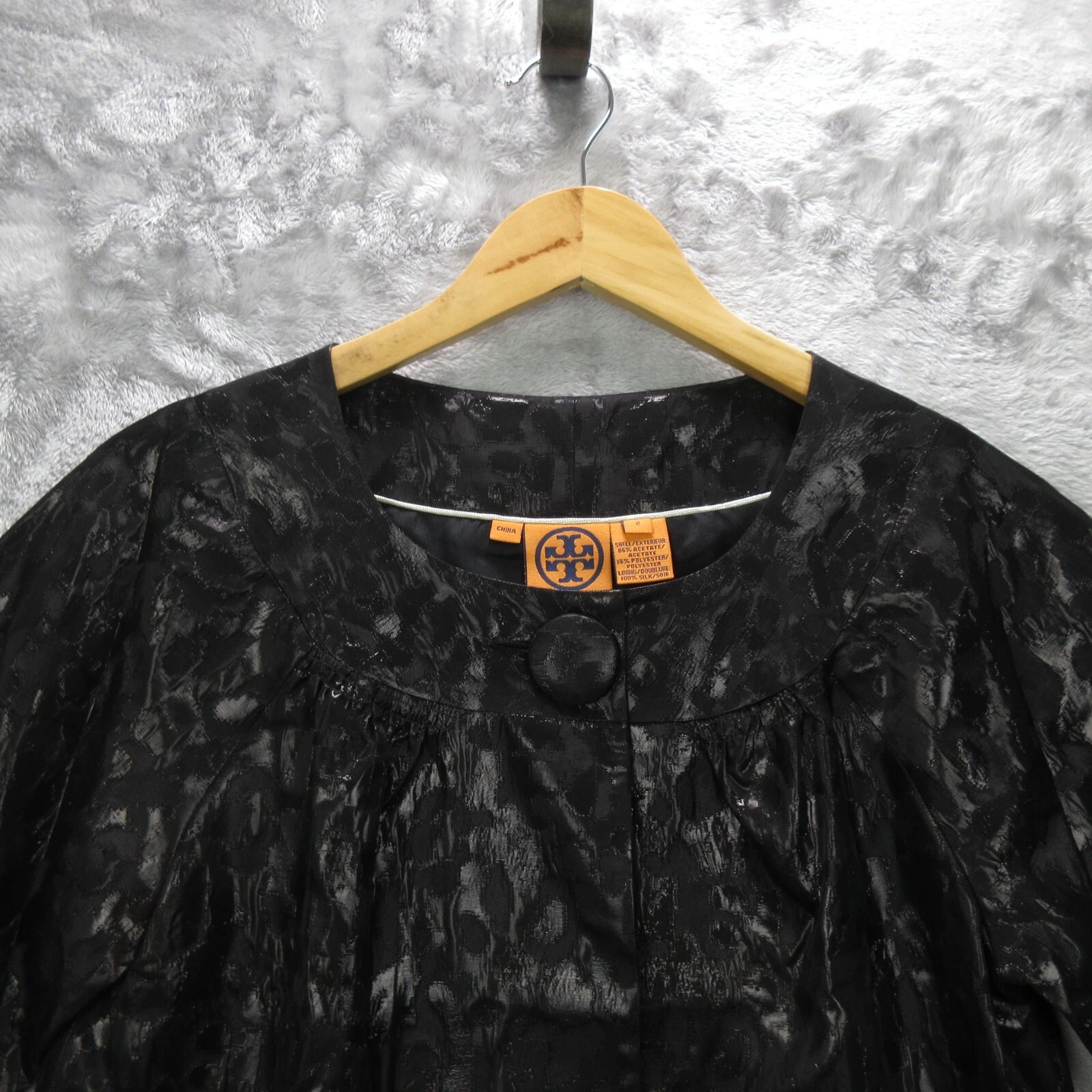 Tory Burch Giacca Donna 2 Nero Crop Bolero Foderato Giacca Grandi Bottoni Accenti