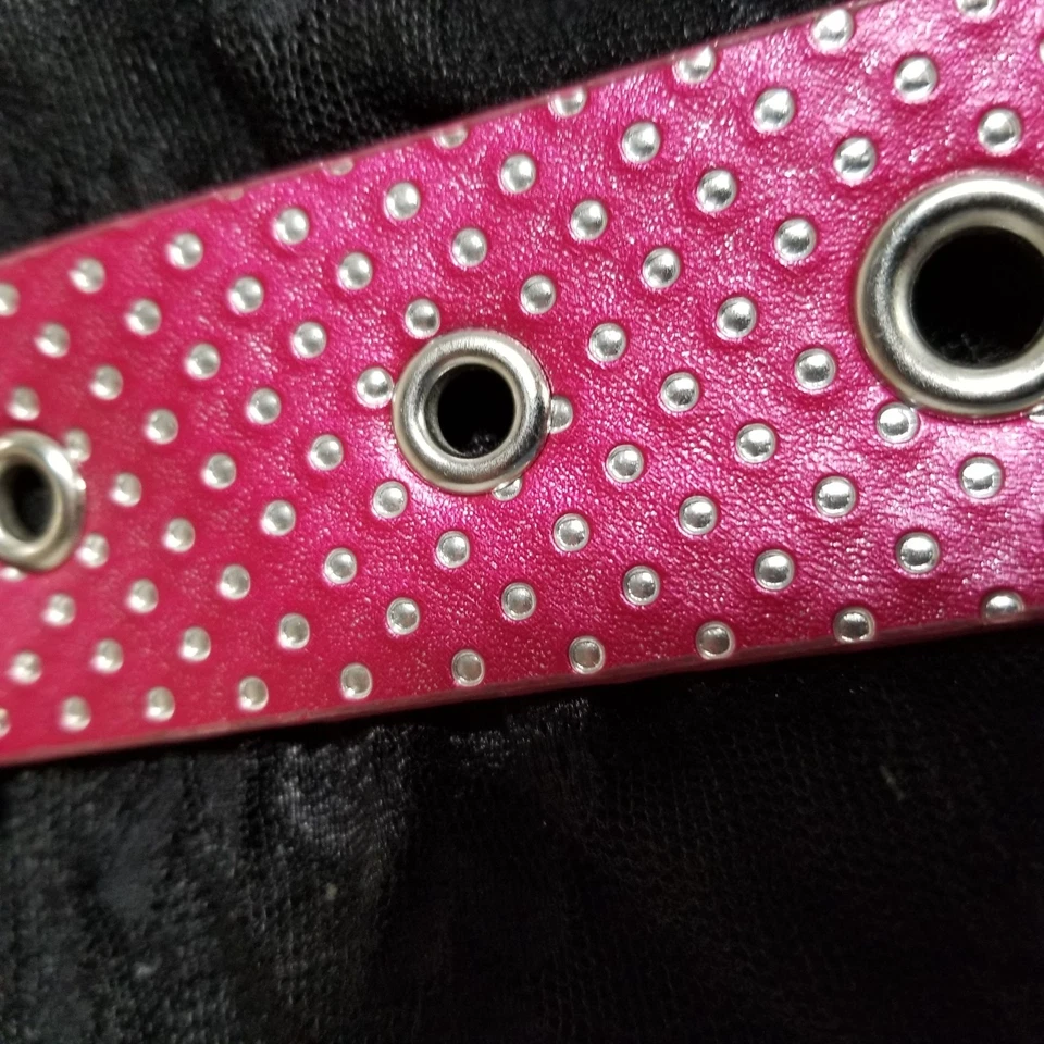 Cinturón Rosa Ojal Punto Imitación Satén Plata Hebilla S/M 29" a 33" Gótico Punk Juegos con disfraces Foto 4 de 4