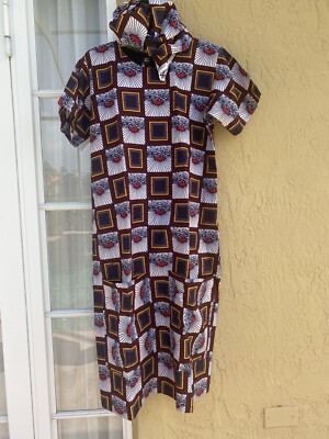 NIGERIAN AFRICAN WAX ANKARA DRESS AND A HEAD TIE (ETHNIC CLOTHING AFRICA -LARGE