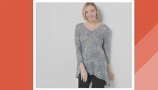 Attitudes by Renee V-Neck Sweater Knit Tunic Petite 3X 3XP Electric Blue A466938