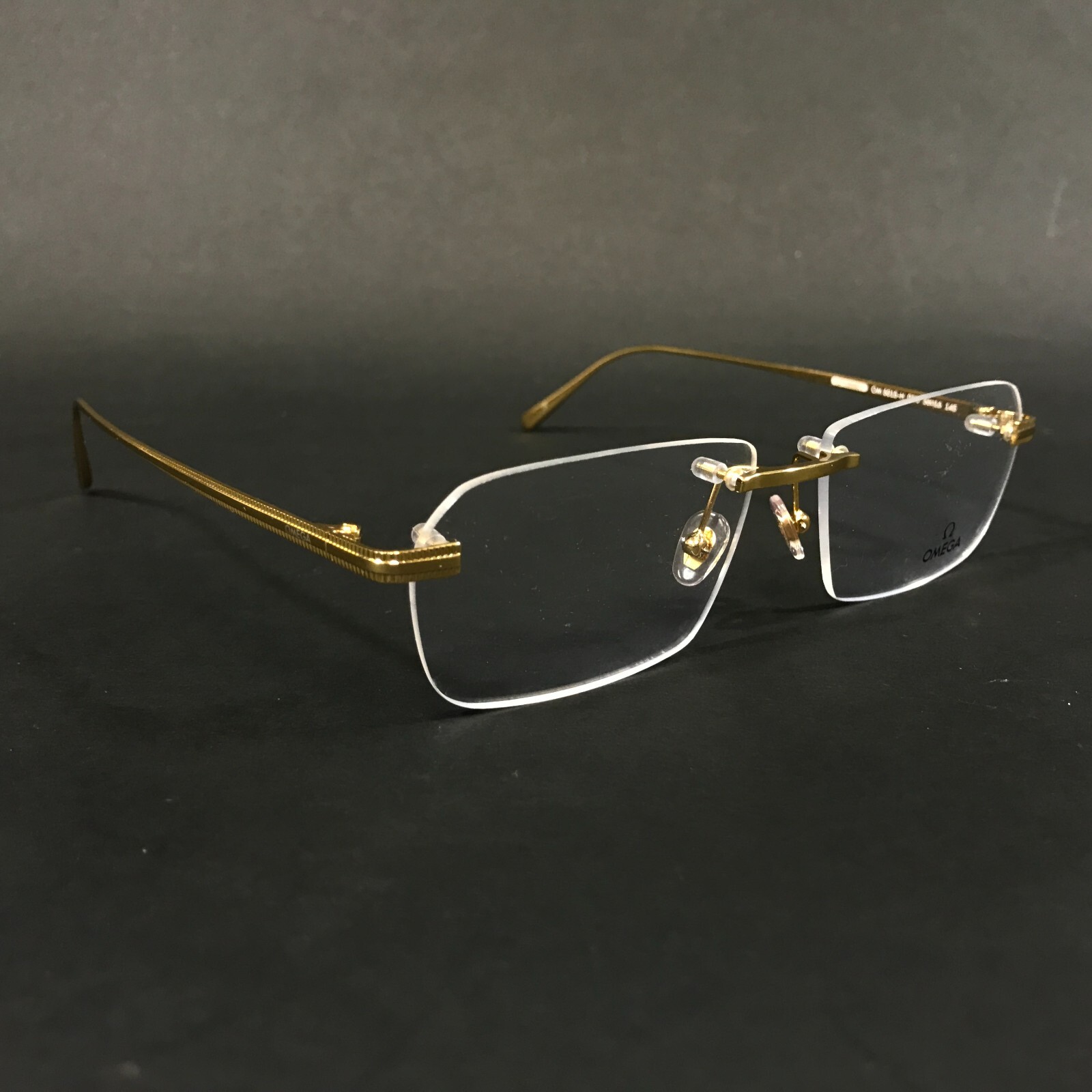 Omega Eyeglasses Frames OM 5015H 030 Gold Rectangular Rimless 5616