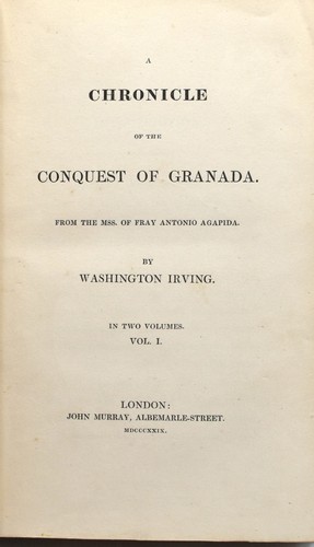 Washington Irving / HISTORICAL LITERATURE CHRONICLE OF THE CONQUEST 1st #295546 - Picture 2 of 2