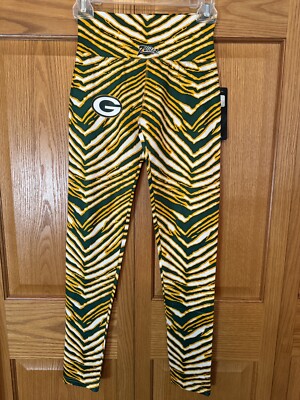 Zubaz NFL Women's Green Bay Packers Color Zebra Print Capri