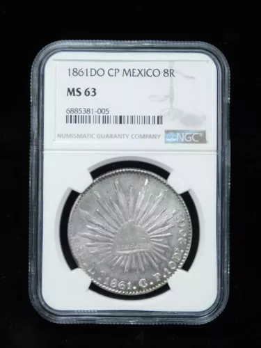 1861Do CP Mexico Silver 8 Reales - NGC MS63
