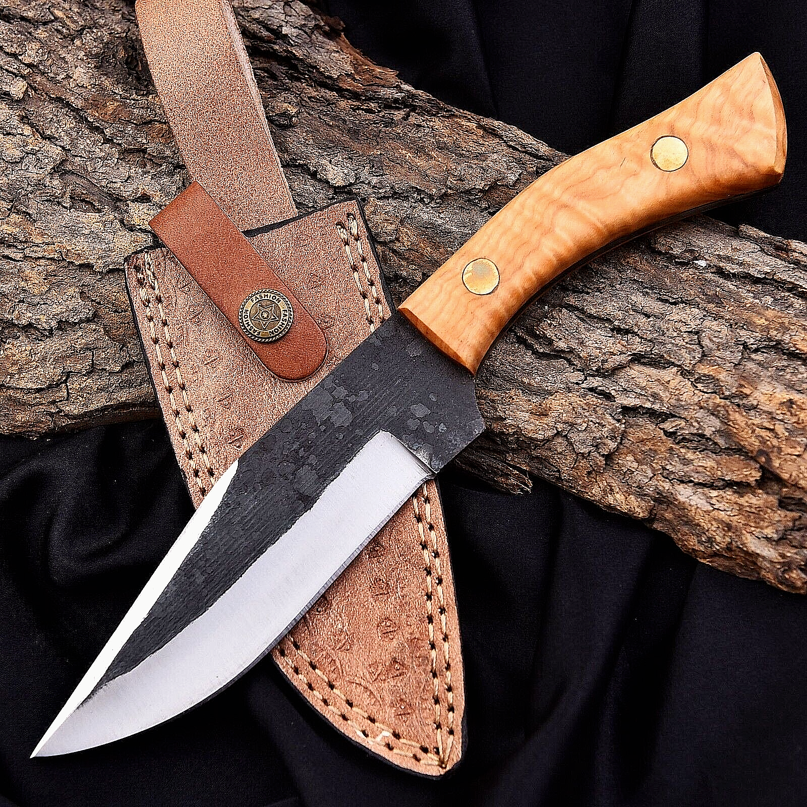 Custom HandMade Forged Carbon Steel Hunting Bowie Knife Wood Handle 2927