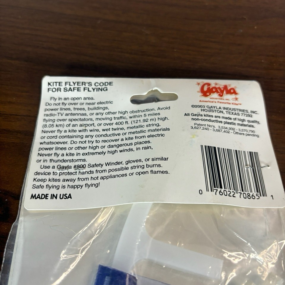 Vintage Gayla Kite Sky Dragon 90in Tail Blue Yellow Keel Guided 200ft