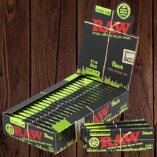 Raw Black Organic Hemp 1 1/4 Rolling Paper 24 count Display- 100% AUTHENTIC
