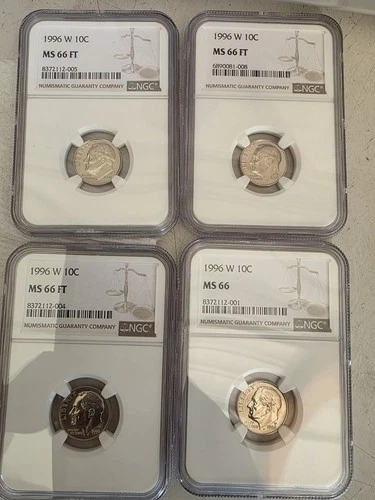 Nice Lot Of 4 Ms 66  1996 W Ft Roosevelt Dimes