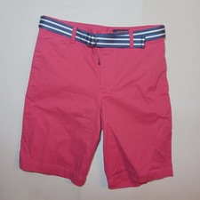Polo Ralph Lauren Boys Pink Cotton Belted Chino Shorts Size 16 28X9 NWOT