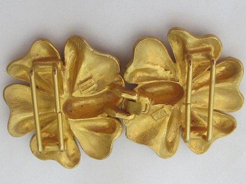 Vintage 80's Mimi Di N Bold Flower Belt Buckle Gold tone Signed B2 - Picture 3 of 5