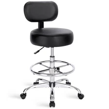 Drafting Chair with Back, Adjustable Foot Rest Rolling Stool, Multi-Purpose Offi