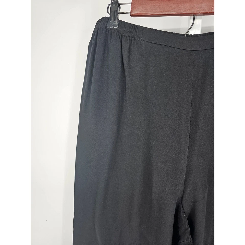 Caroline Rose Women's Black High Rise Elastic Waist Straight Silk Pant Size XL - Image 2 of 4