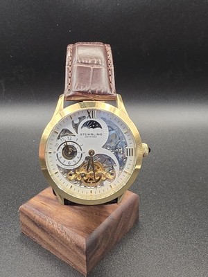 Stuhrling Legacy 3921 Brown Brown/Leather | White Dial Wristwatch 3921.3