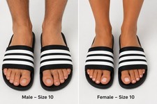 Adidas Adilette Comfort Slides - Black White Stripes - Men's 10- Women s 11