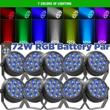 10PC Rechargeable Par Lights 72W RGB Battery Wireless 12LED DJ Uplights w/Remote