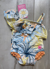 New Rufflebutts Tropical Birds of Paradise Ruffled 1-Piece Swimsuit Girls 3-6M