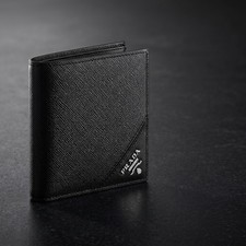 Prada Black Calf Leather Bos Taurus Wallet