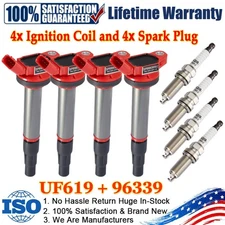 UF596 4X Ignition Coil and iridium Spark Plug For 2009-2017 Toyota Corolla 1.8L