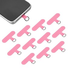 12pcs Phone Tether Tab, Universal t Shape Phone Lanyard Patch, Pink