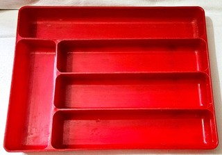 VINTAGE LUSTRO WARE 5 COMPARTMENT FLATWARE or SILVERWARE TRAY / COLUMBUS OHIO
