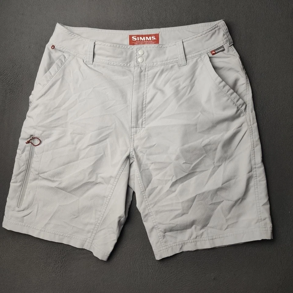 Мужские рыболовные шорты Simms 32 серые 100% полиэластичные с карманом на молнии для быстрой сушки на открытом воздухе - Изображение 2 из 4