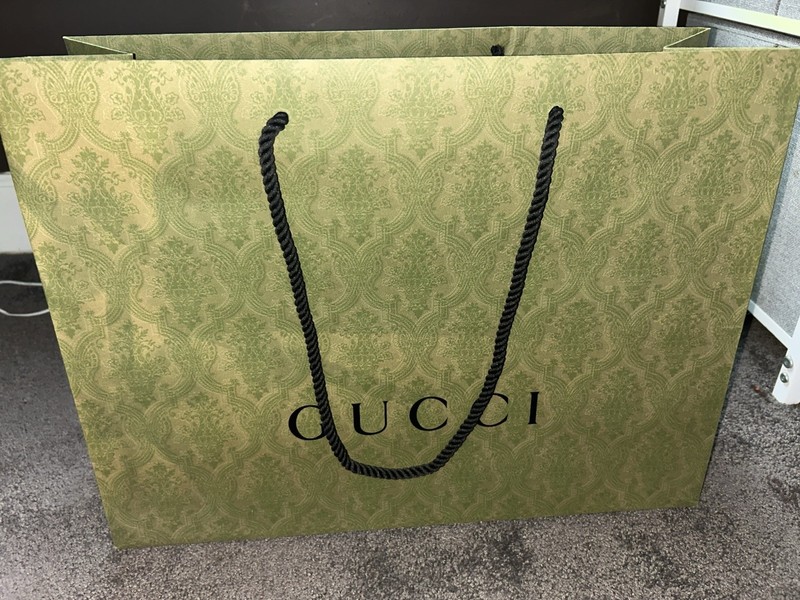 Authentic Gucci Green Shopping Bag w/ Black Rope Handles, Designer  Fashion