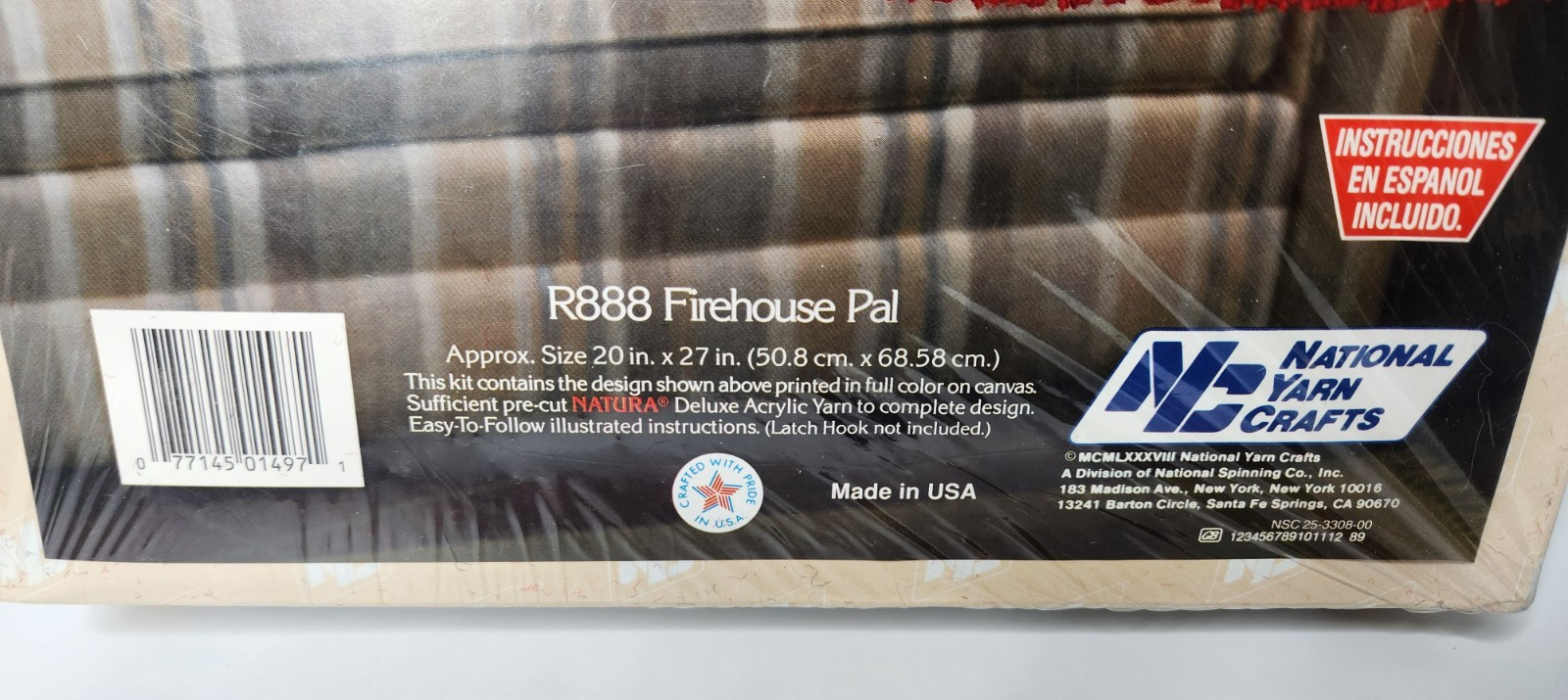 National Yarn Crafts Vintage 1977 R888 Firehouse Pal Latch Hook Kit Damaged Box