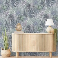 Grandeco A82501 Vliestapete Blau Botanisch Waschbar Foliage Roll