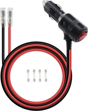 Cigarette Lighter Male Plug Cable with Leads & Switch ON/OFF, 12V-24V Heavy