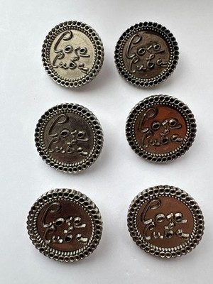 Set of 6 CHANEL Black Gunmetal Coco Cuba buttons 20mm braided edge