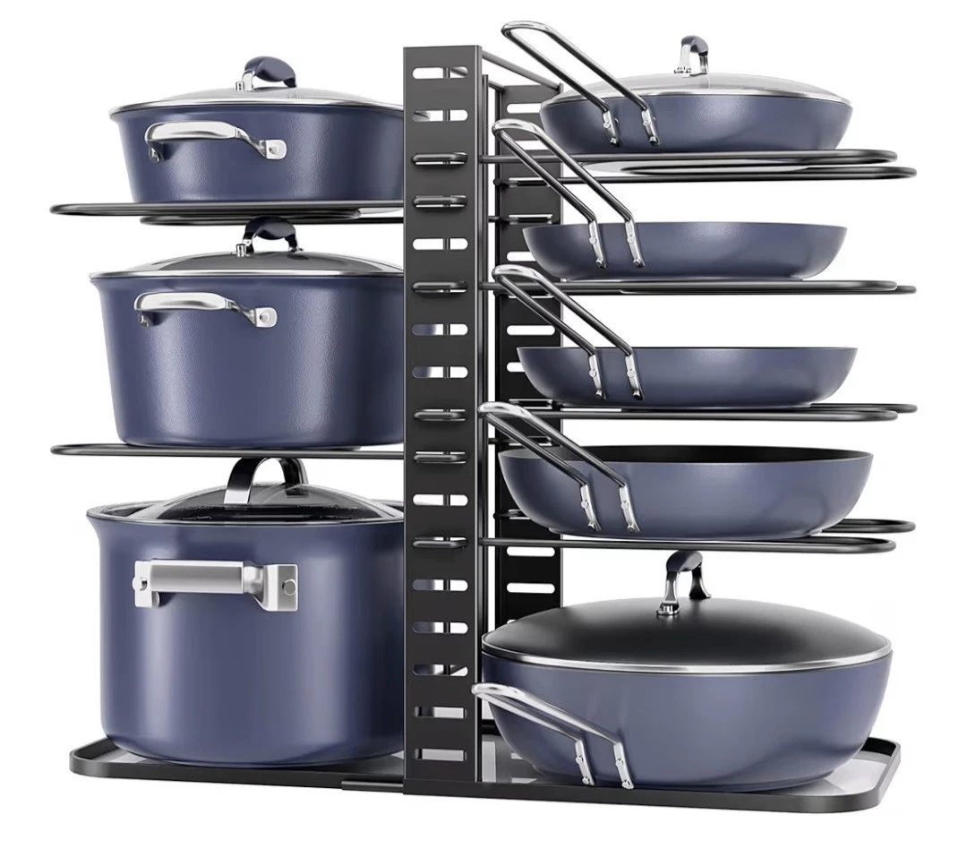 ORDORA Pots and Pans Organizer under Cabinet 14.55 Height, Adjustable 8-Tier Pot