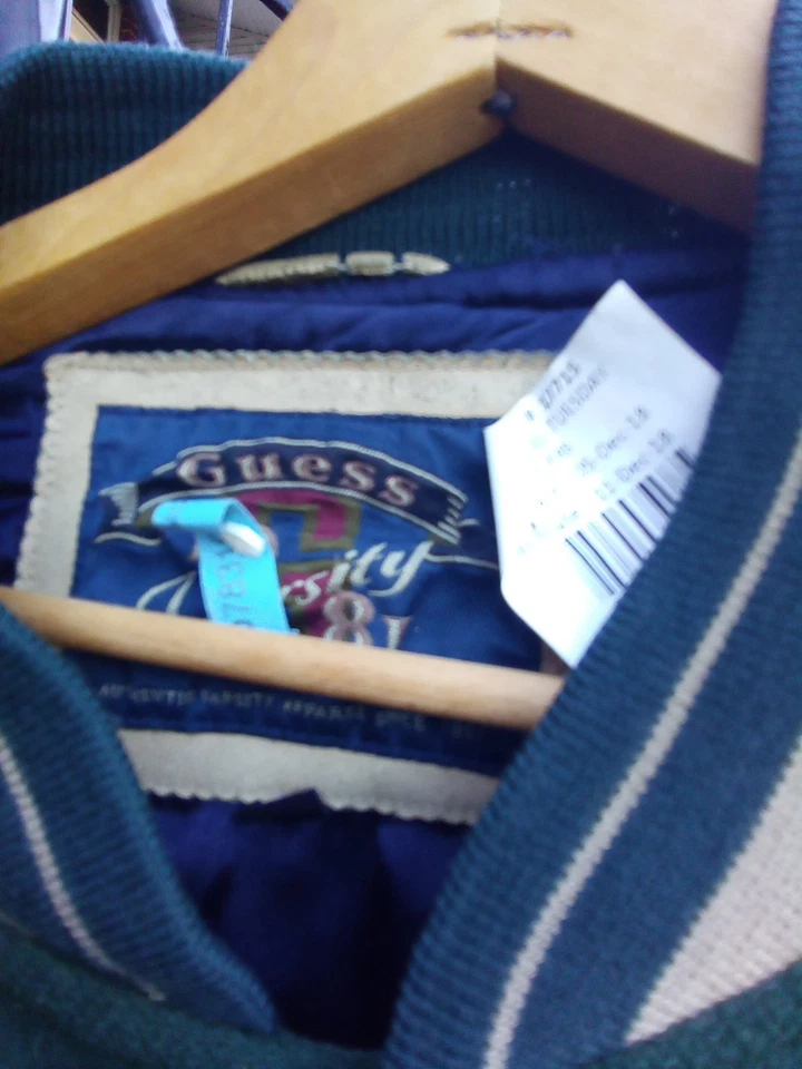 Guess Green 1981 Varsity Wool Jacket, Sz XL - Image 4 of 4