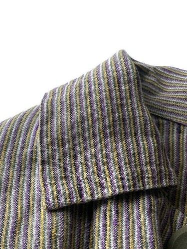 FLAX by Jeanne Engelhart Size M MultiColor Striped Linen Jacket Relaxed Fit NICE - Picture 7 of 7