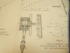 1907 ORIG ENGINEERING PLANS WIND PRESSURE WIND VANES TUBES STEEL TOWERS + CHART