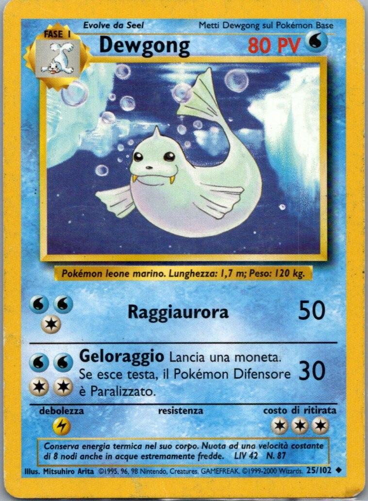 Dewgong 25/102 Uncommon Base Set Unlimited Pokemon Near Mint