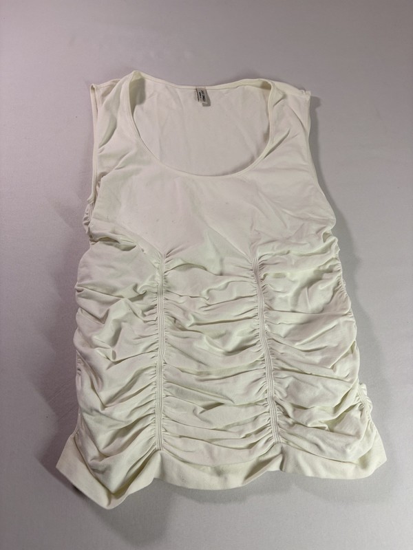 LAST TANG0 Sleeveless Scoop Neck Ruched Tank Top M/L-nylon/lycra Blend-A1