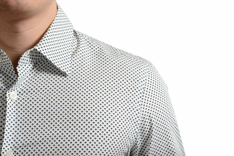 Camisa de vestir para hombre Prada con botones estampado geométrico multicolor EE. UU. 15,75 IT 40 Foto 3 de 4