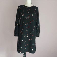 Old Navy Black Ditsy Floral Long Sleeve Woven Shift Dress Size M NWT