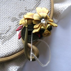 Golden Ginko Dragon, Needle Minder by Claybykim