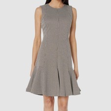 Tommy Hilfiger Women Black Brown Sleeveless A-Line Sweater Dress Size M/L