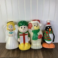 Lot of 4 VTG General Foam Plastics Blow Mold Christmas Light Topper Covers 9.5”